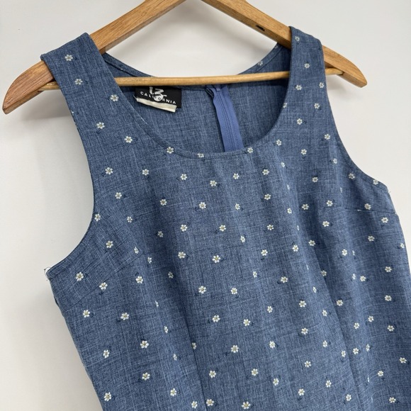 Vintage IZ California Chambray Dress Sleeveless‎ Mini Dainty Floral Size 11 - Picture 3 of 10